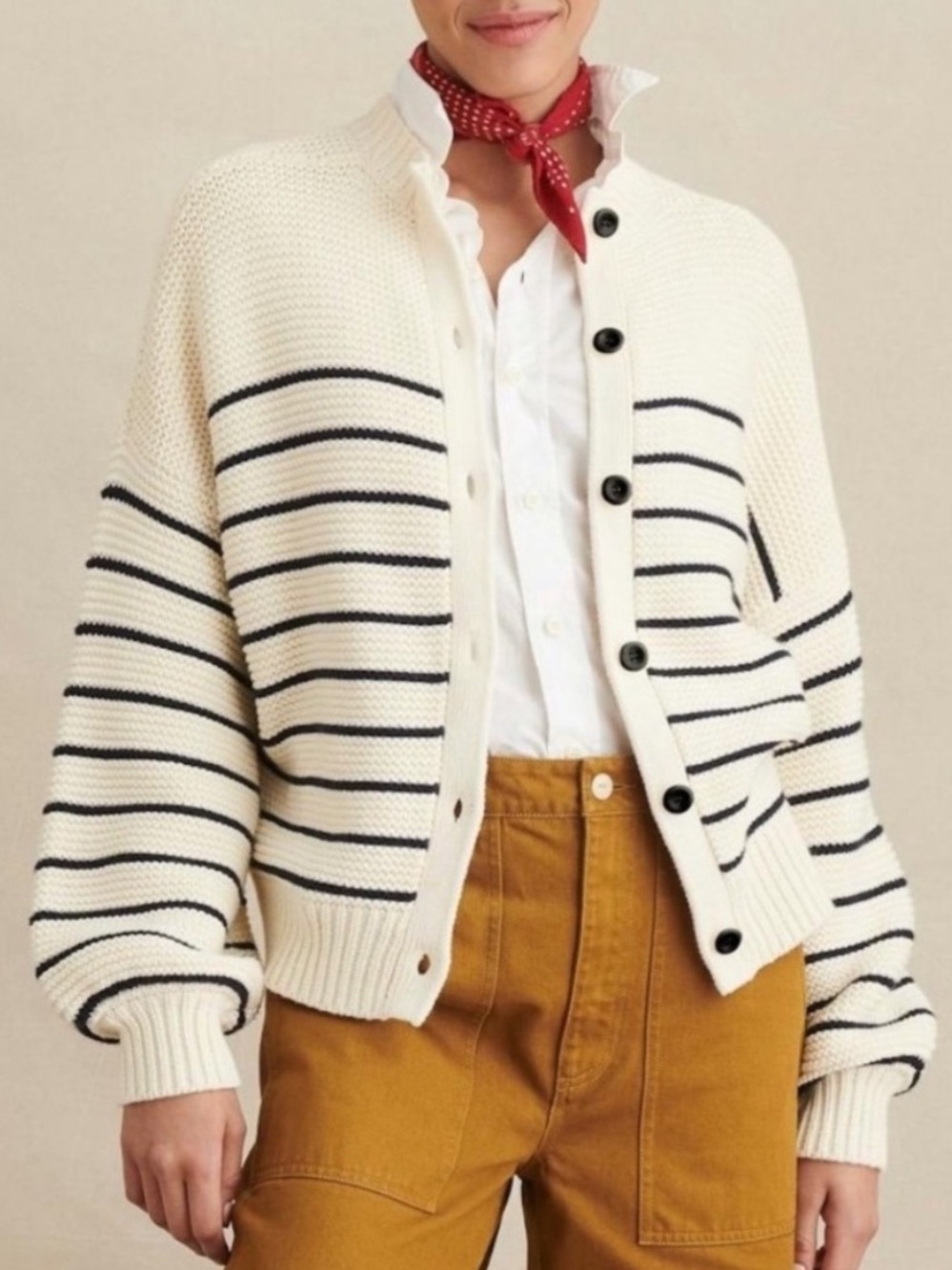 Tuckernuck Alex Mill Reversible Button Back Stripe Cardigan Sweater Size Small